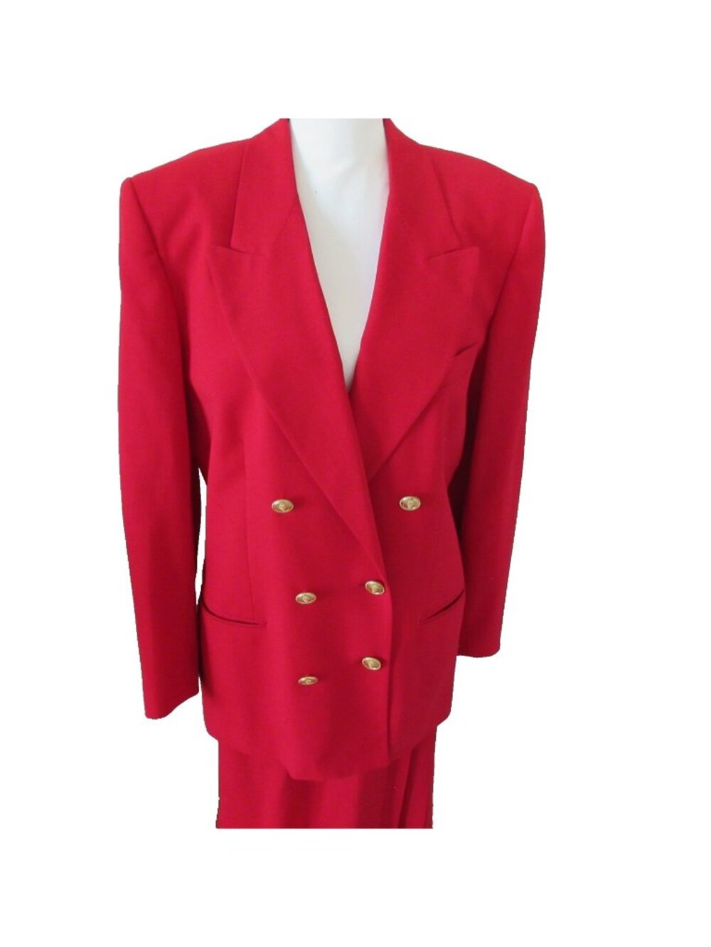 VTG Talbots 100% Wool 3 Piece Suit USA Made Size 14 Red Pleated Cuffed